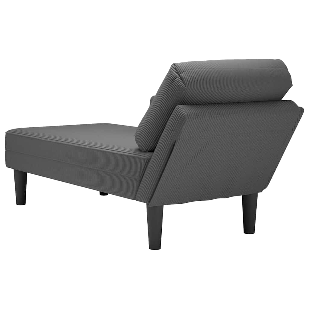 Chaise longue avec coussin gris foncé tissu en velours côtelé