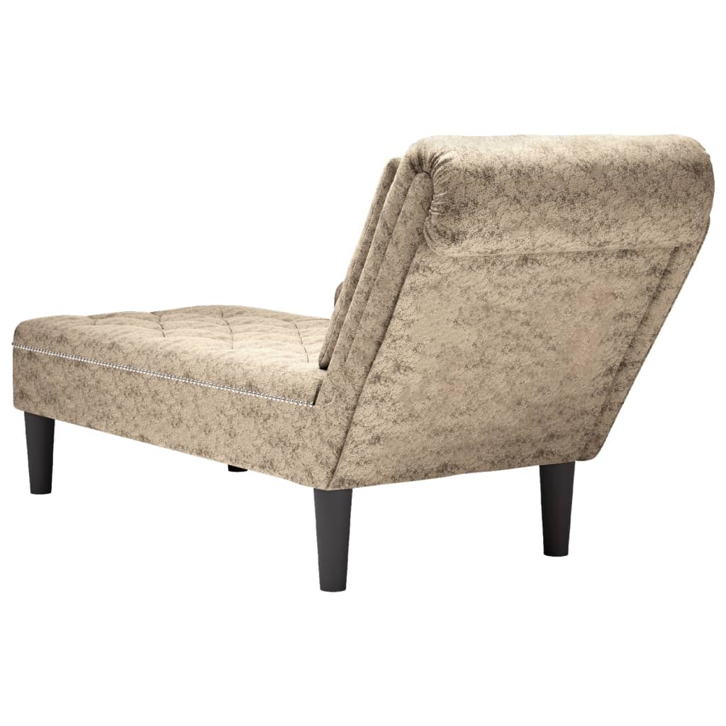 Fauteuil long et coussin/accoudoir droit gris clair simili cuir