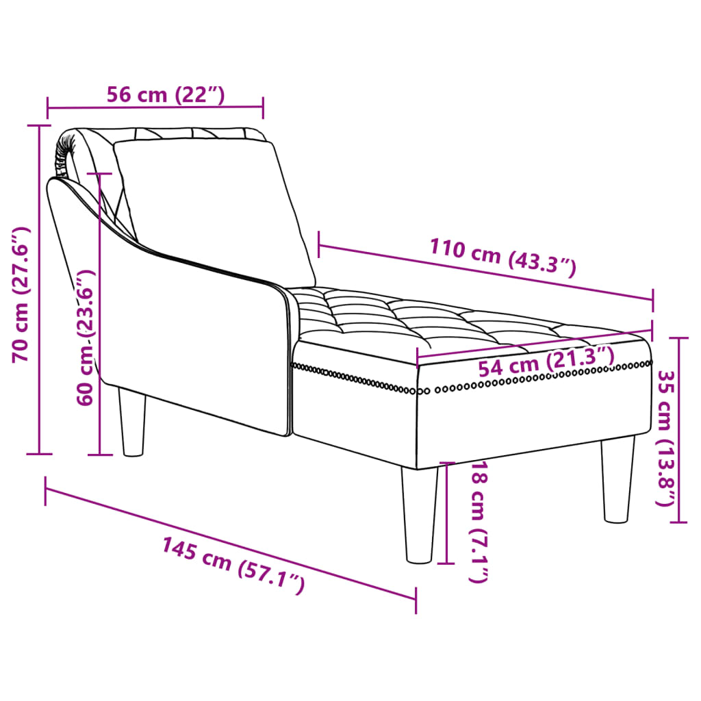 Fauteuil long et coussin/accoudoir droit gris clair simili cuir