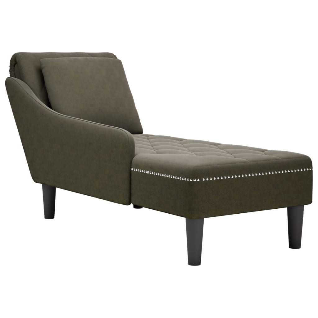 Fauteuil long et coussin/accoudoir droit vert armée similicuir