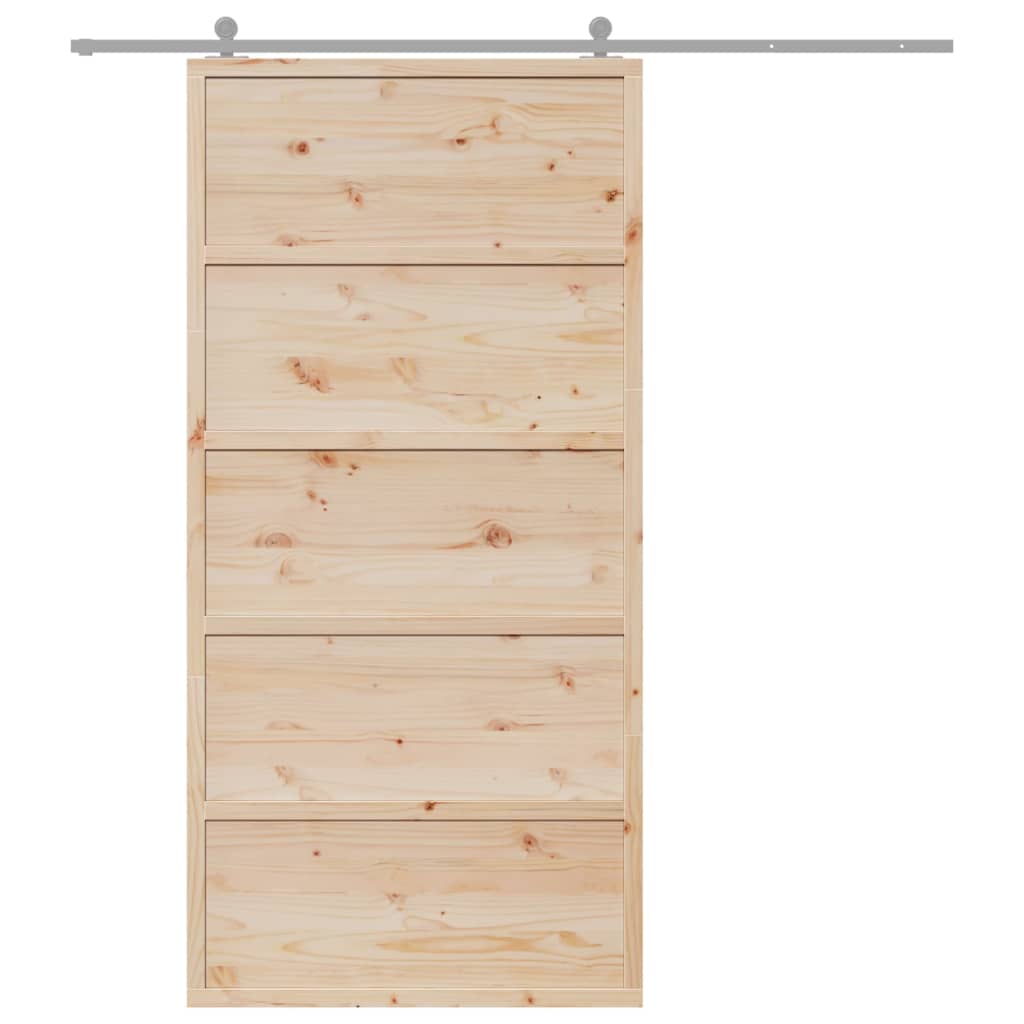 Porte de grange 100x208 cm bois massif de pin