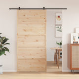 Porte de grange 100x208 cm bois massif de pin