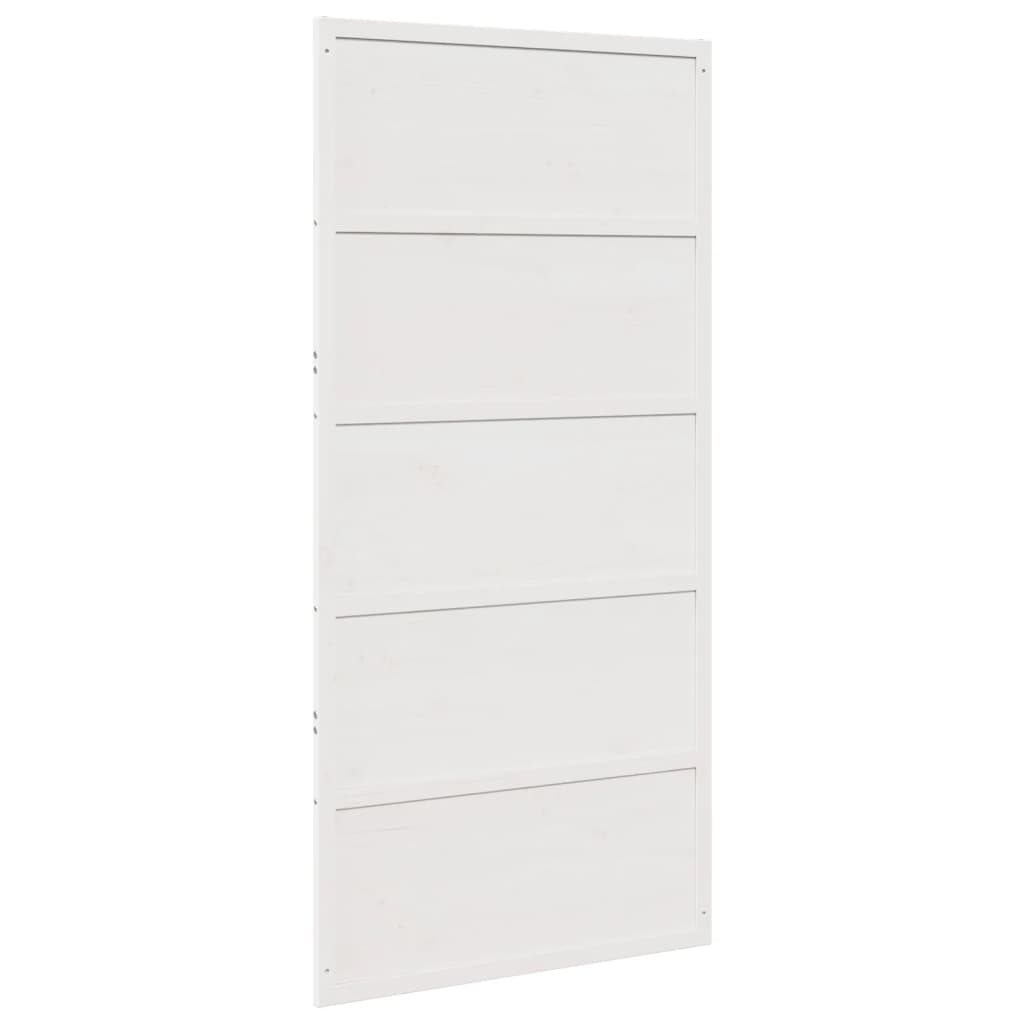 Porte de grange blanc 100x208 cm bois massif de pin