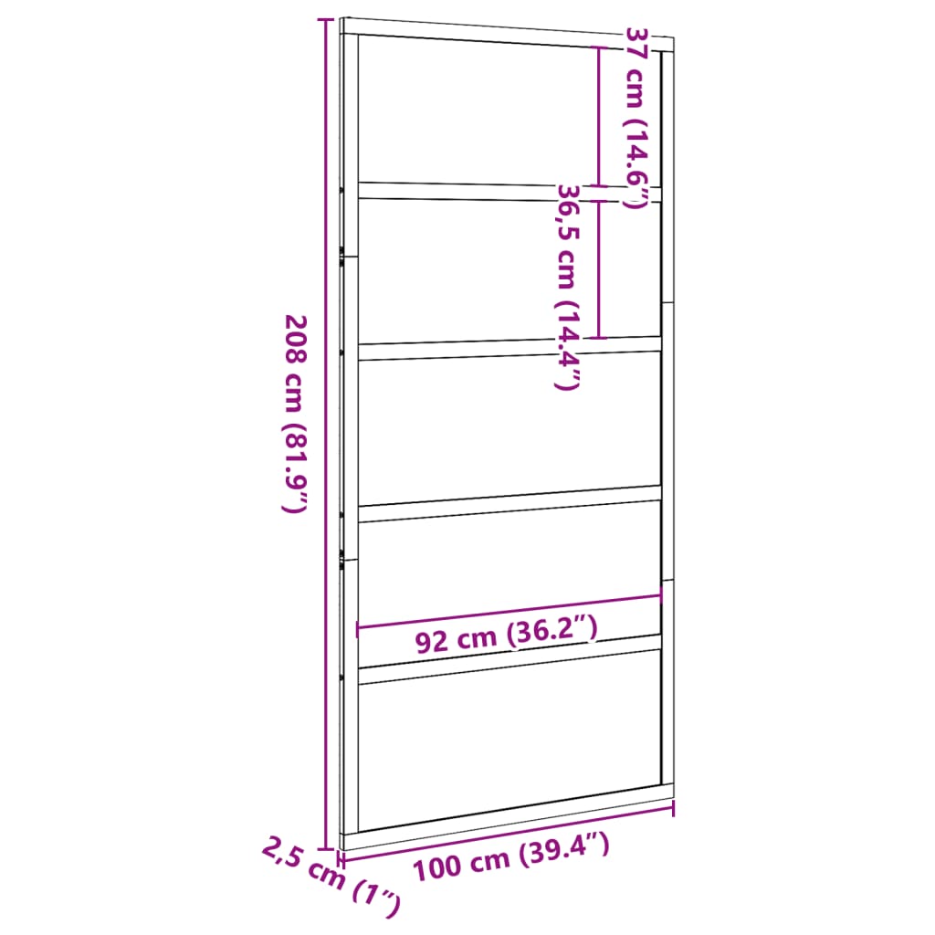 Porte de grange blanc 100x208 cm bois massif de pin