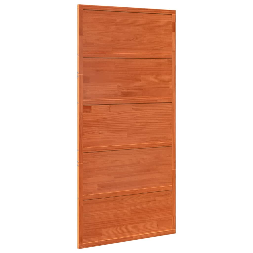 Porte de grange marron cire 100x208 cm bois massif de pin