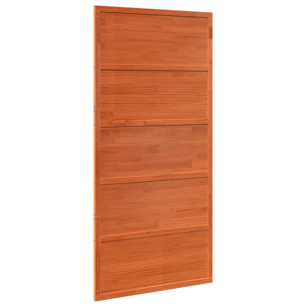 Porte de grange marron cire 100x208 cm bois massif de pin