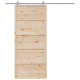 Porte de grange 90x208 cm bois massif de pin