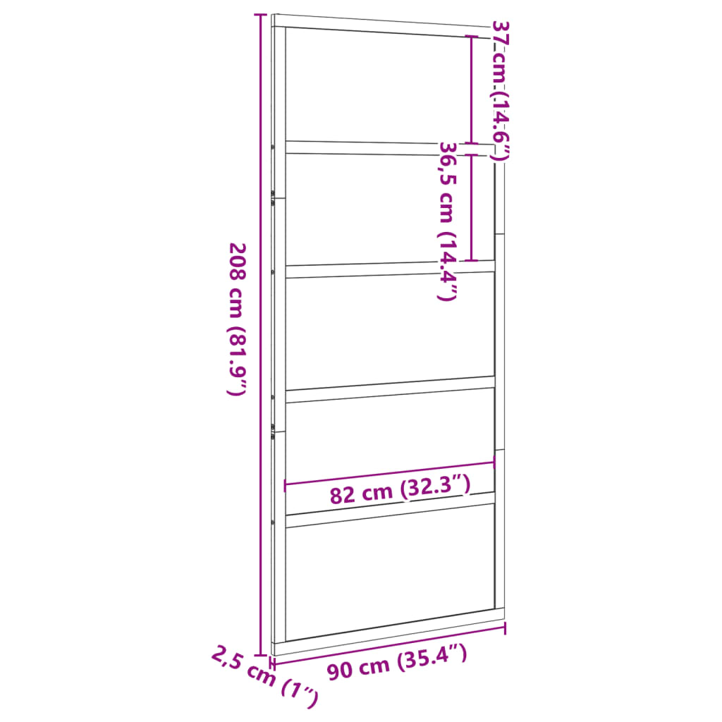 Porte de grange 90x208 cm bois massif de pin