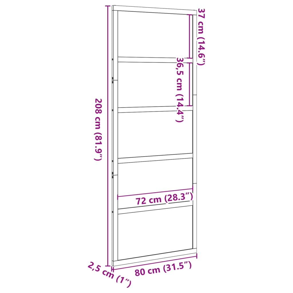 Porte de grange 80x208 cm bois massif de pin