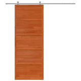 Porte de grange marron cire 80x208 cm bois massif de pin