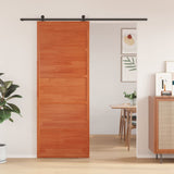 Porte de grange marron cire 80x208 cm bois massif de pin