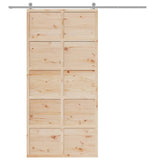 Porte de grange 100x208 cm bois massif de pin