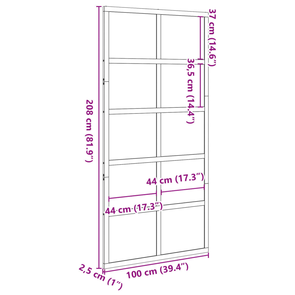 Porte de grange 100x208 cm bois massif de pin