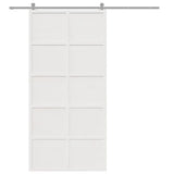 Porte de grange blanc 100x208 cm bois massif de pin