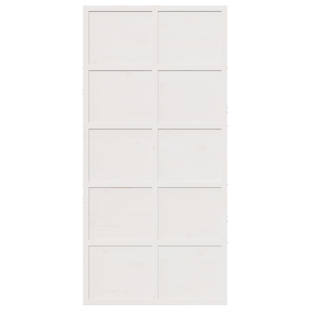 Porte de grange blanc 100x208 cm bois massif de pin