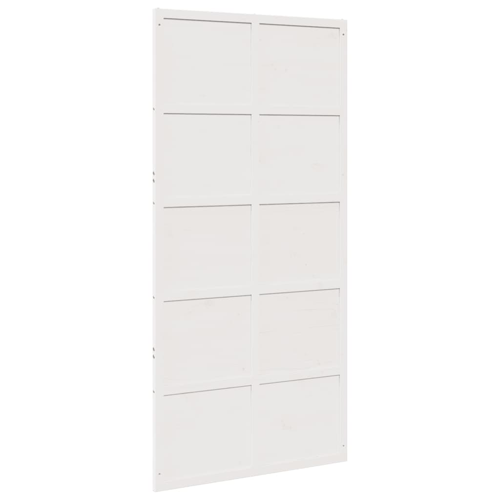 Porte de grange blanc 100x208 cm bois massif de pin