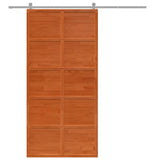 Porte de grange marron cire 100x208 cm bois massif de pin