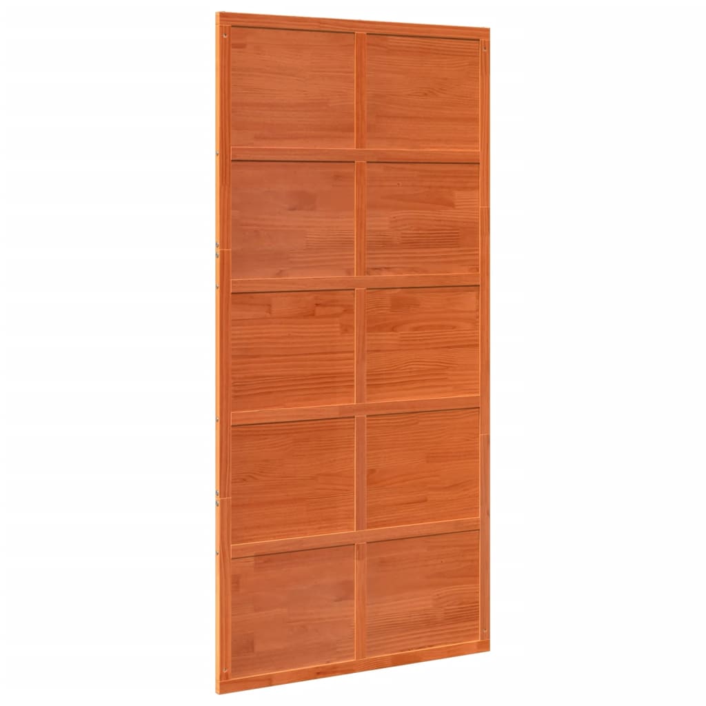 Porte de grange marron cire 100x208 cm bois massif de pin