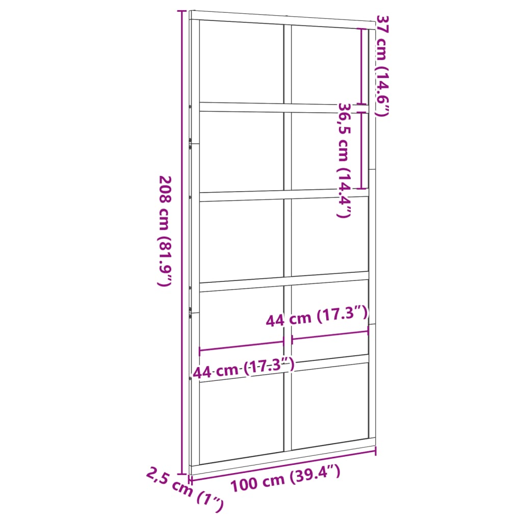 Porte de grange marron cire 100x208 cm bois massif de pin