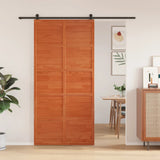 Porte de grange marron cire 100x208 cm bois massif de pin