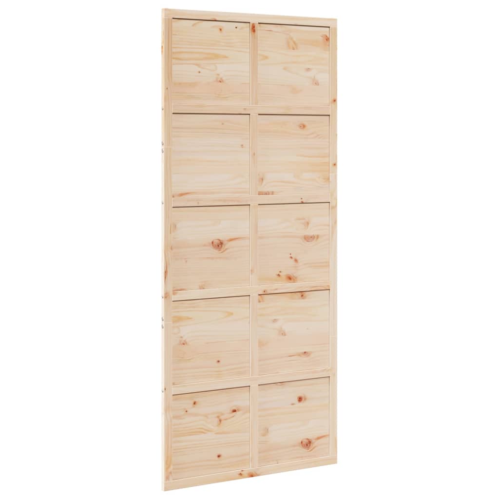 Porte de grange 90x208 cm bois massif de pin