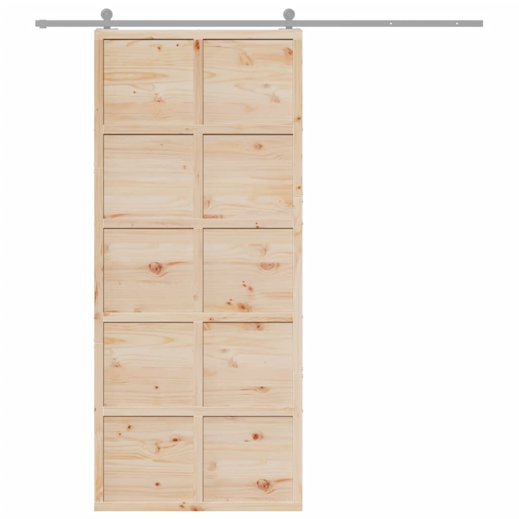 Porte de grange 90x208 cm bois massif de pin