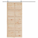 Porte de grange 90x208 cm bois massif de pin