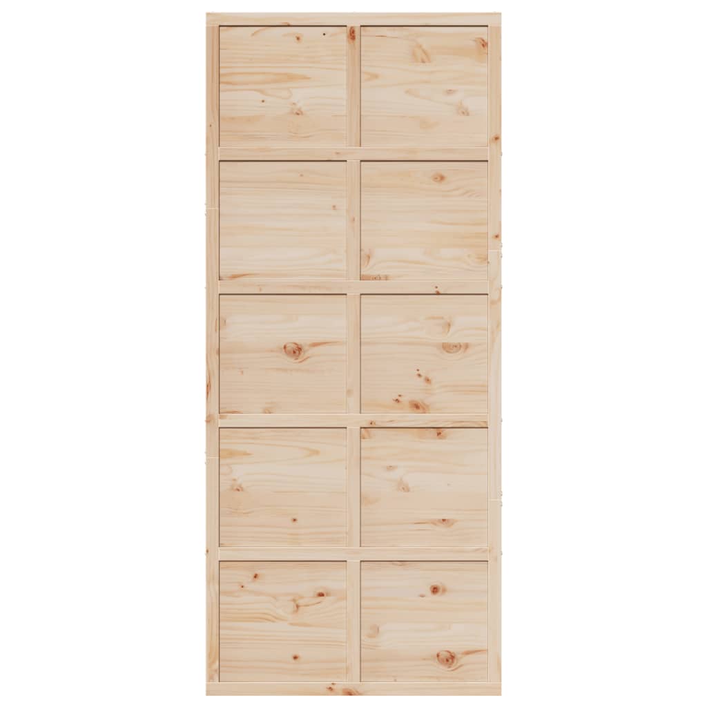 Porte de grange 90x208 cm bois massif de pin