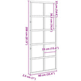 Porte de grange 90x208 cm bois massif de pin