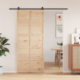 Porte de grange 90x208 cm bois massif de pin