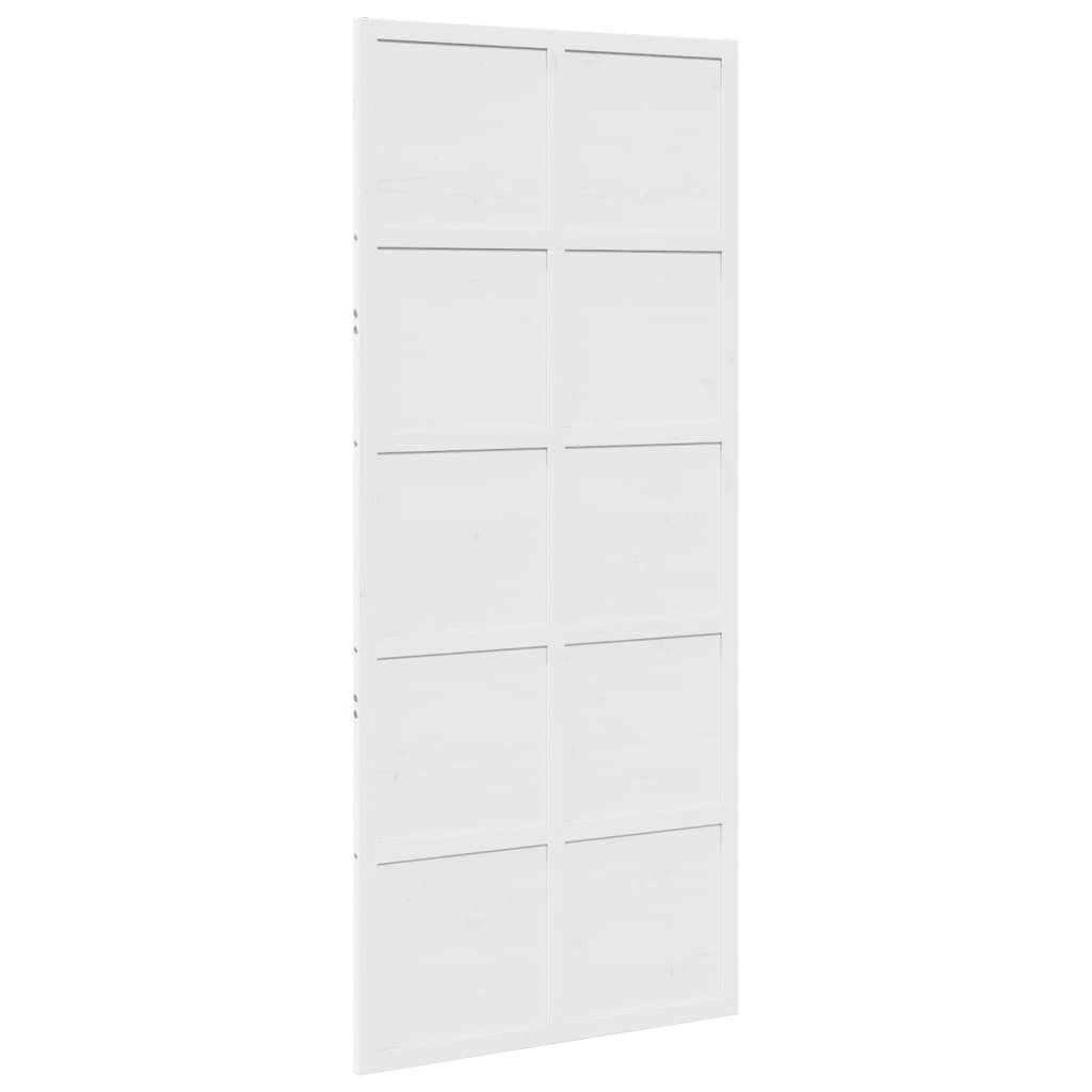 Porte de grange blanc 90x208 cm bois massif de pin