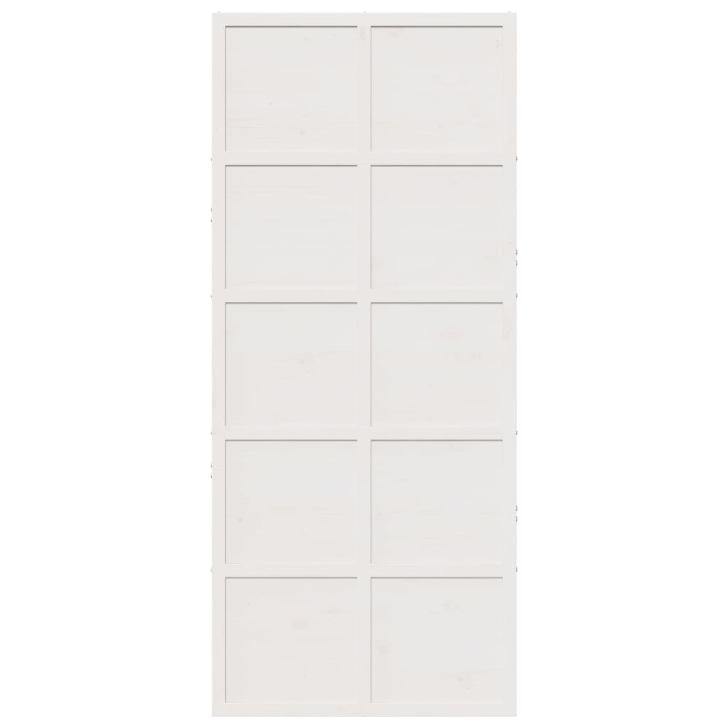 Porte de grange blanc 90x208 cm bois massif de pin