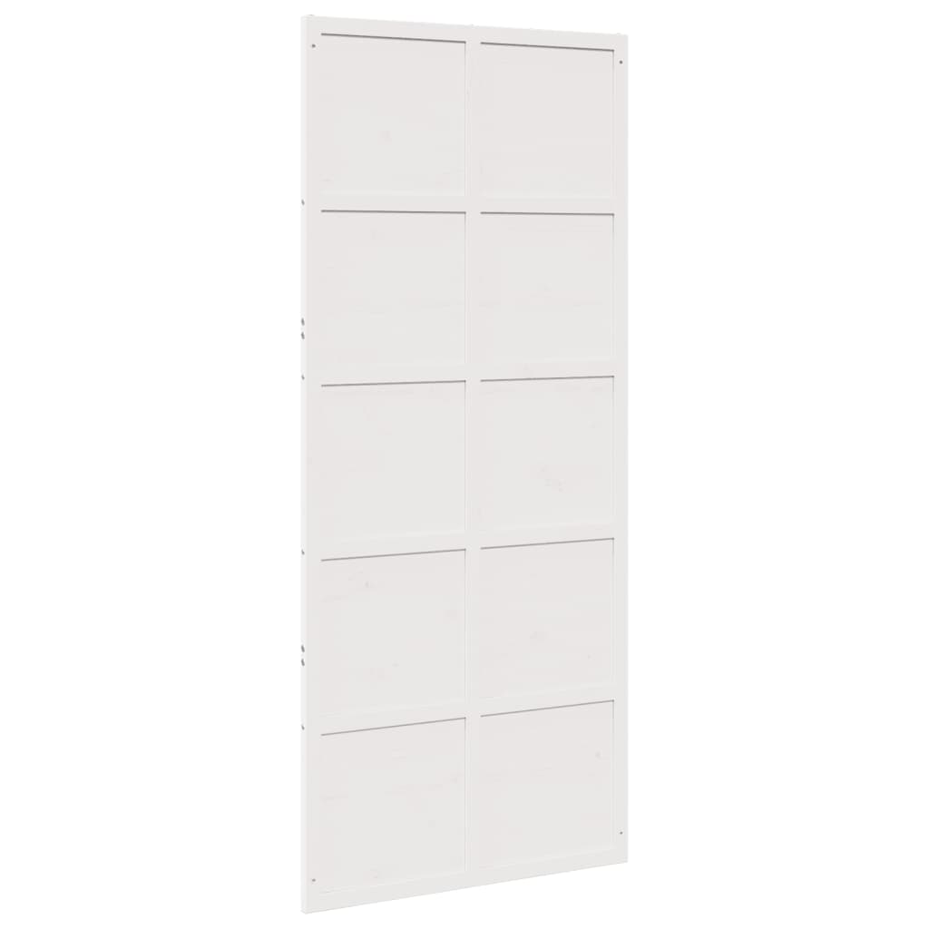 Porte de grange blanc 90x208 cm bois massif de pin