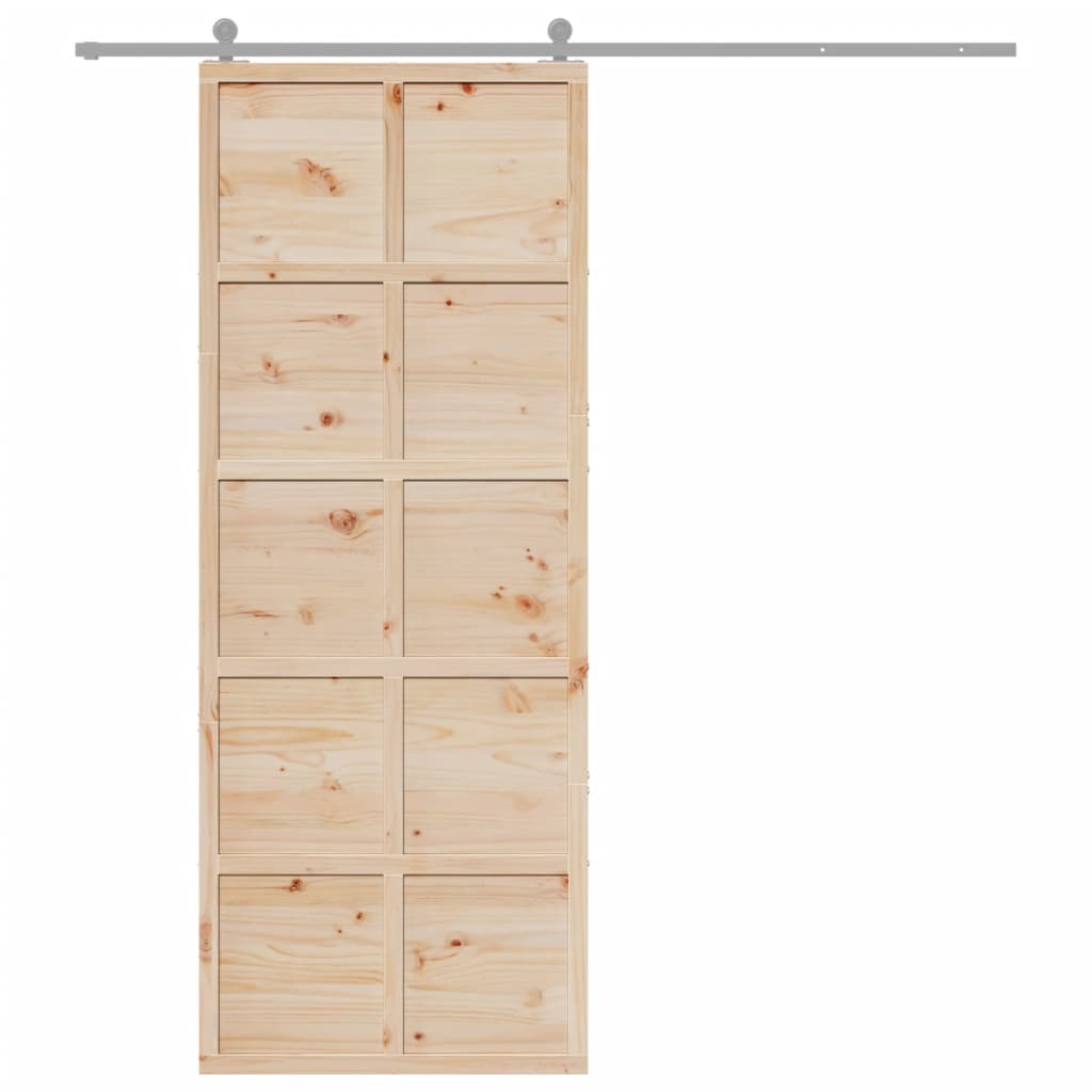 Porte de grange 80x208 cm bois massif de pin