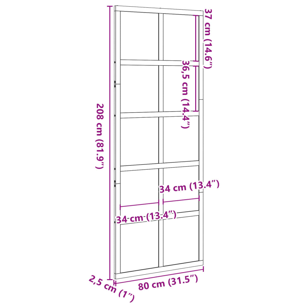 Porte de grange 80x208 cm bois massif de pin