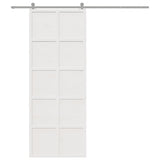 Porte de grange blanc 80x208 cm bois massif de pin