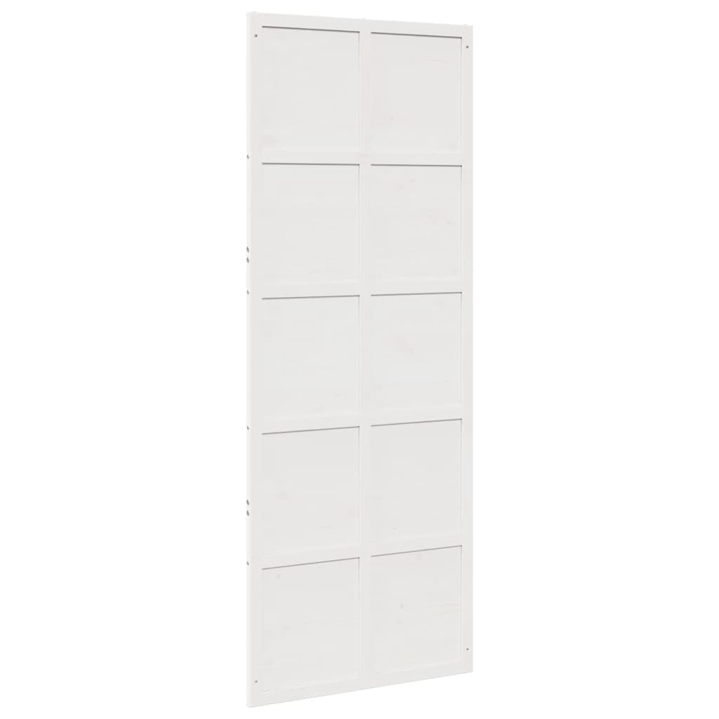 Porte de grange blanc 80x208 cm bois massif de pin