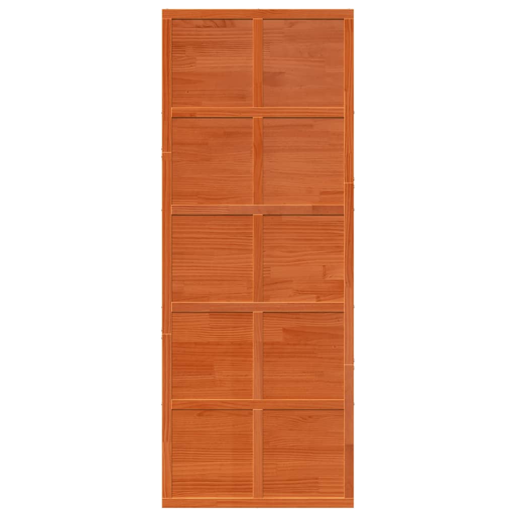 Porte de grange marron cire 80x208 cm bois massif de pin