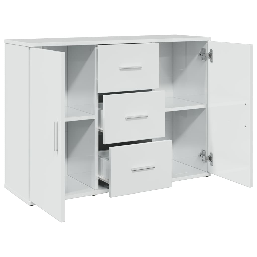 Buffet blanc brillant 90,5x29,5x65 cm bois d'ingénierie