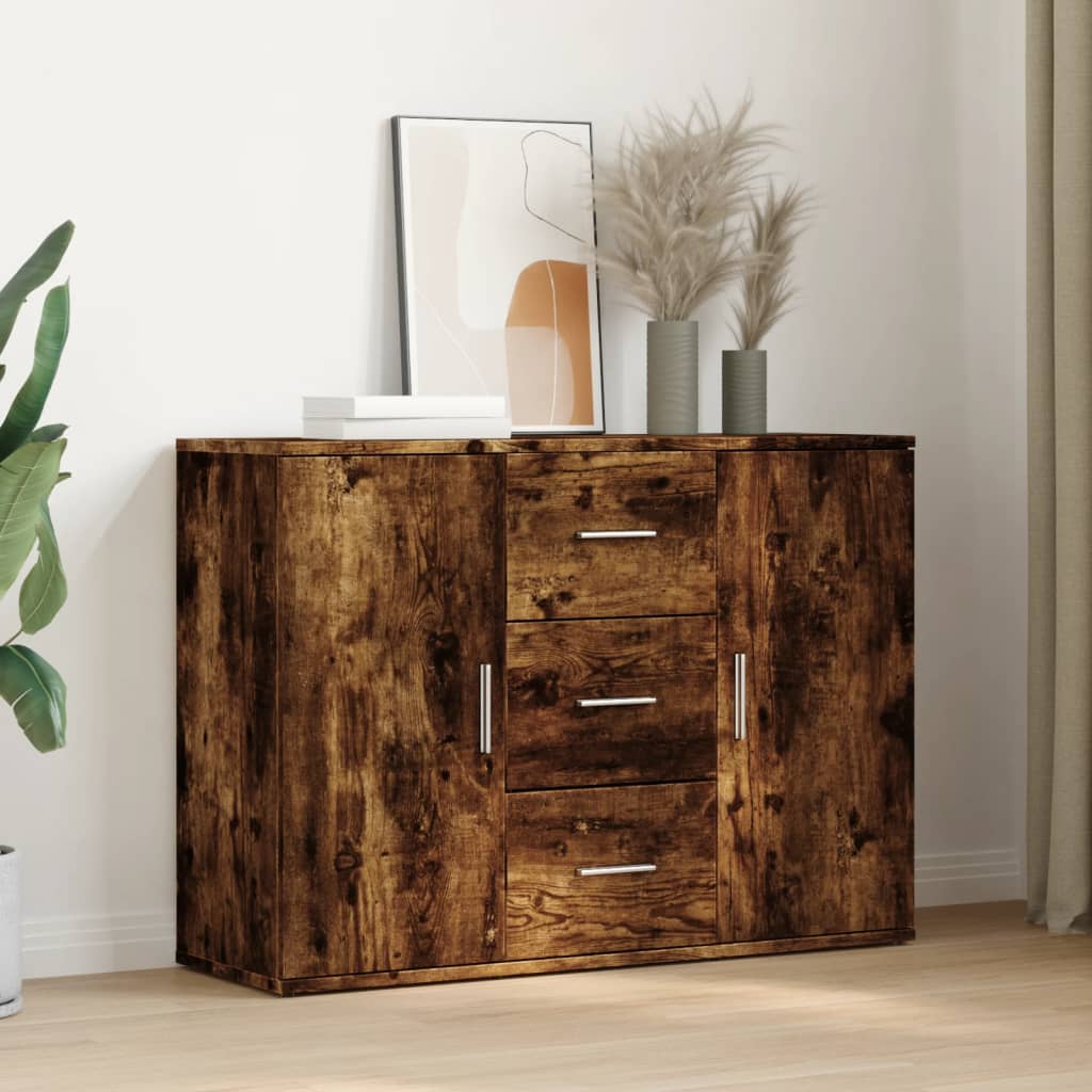 Sideboard aus geräucherter Eiche, 90,5 x 29,5 x 65 cm, Holzwerkstoff