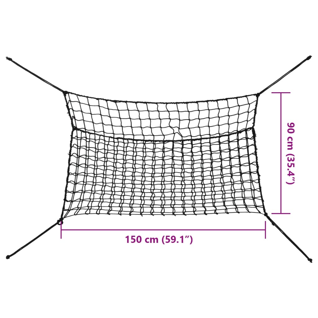 Heunetze 2 Stück rechteckig schwarz 150x90 cm PP