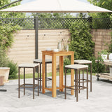 Ensemble de bar de jardin 5 pcs marron bois massif acacia rotin