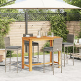 Ensemble de bar de jardin 5 pcs gris bois massif acacia rotin