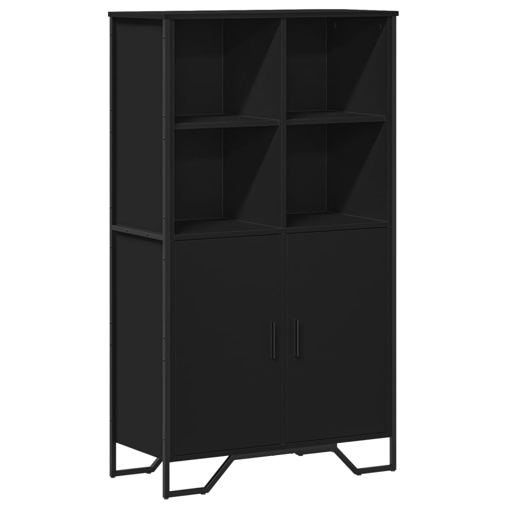 Buffet haut noir 79,5x35,5x137,5 cm bois d'ingénierie