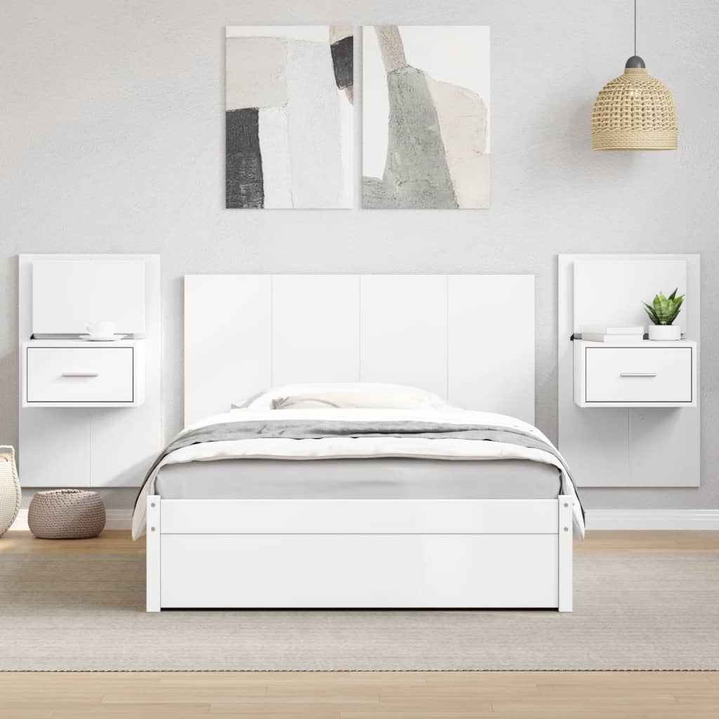 Tête de lit avec armoires blanc 120 cm bois d'ingénierie