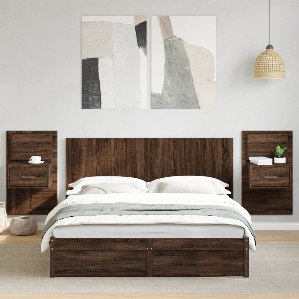 Tête de lit avec armoires chêne marron 160 cm bois d'ingénierie