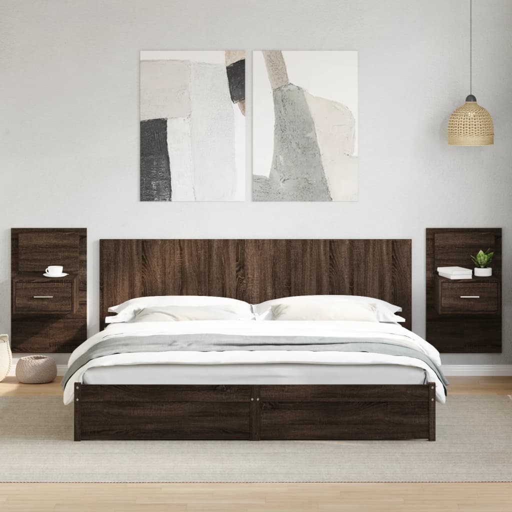 Tête de lit avec armoires chêne marron 200 cm bois d'ingénierie