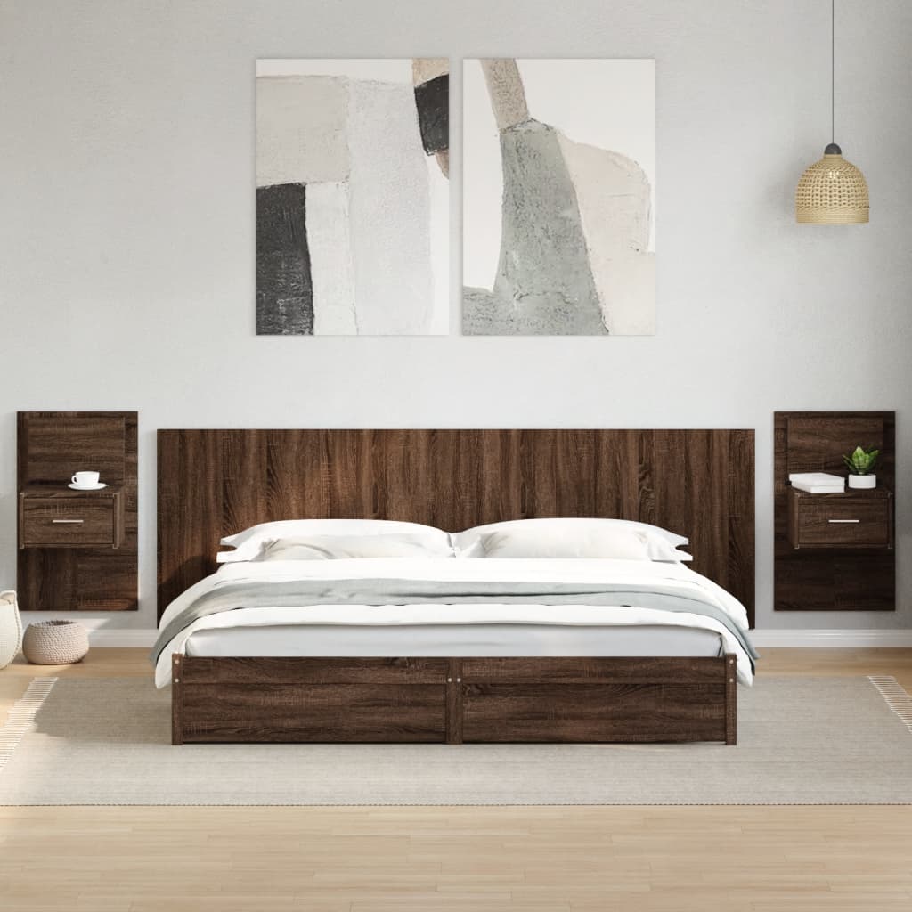 Tête de lit avec armoires chêne marron 240 cm bois d'ingénierie