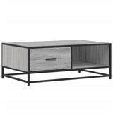 Sonoma grauer Couchtisch 90x57x35 cm aus Holzwerkstoff und Metall