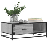 Sonoma grauer Couchtisch 90x57x35 cm aus Holzwerkstoff und Metall